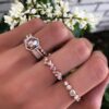 925 Sterling Silver Brown Diamond Single Band Hex Ring - Image 3