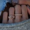 925 Sterling Silver Brown Diamond Single Band Hex Ring - Image 4
