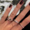 925 Sterling Silver Brown Diamond Single Band Hex Ring - Image 5