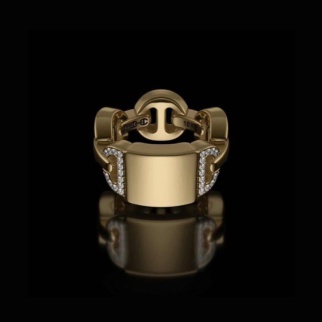 925 Sterling Silver Brute Classic Tri Link Monogram Diamond