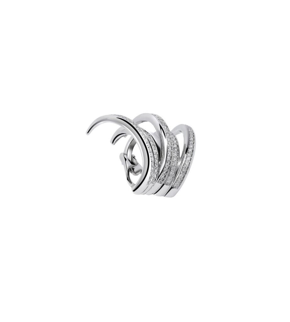 925 Sterling Silver Calatrava Strokes 5 Diamond Ear Cuff