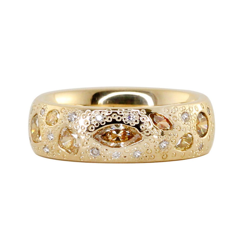 925 Sterling Silver Champagne Diamond Stardust Ring