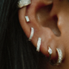 925 Sterling Silver Channel Baguette Diamond Hoop Earrings - Image 2