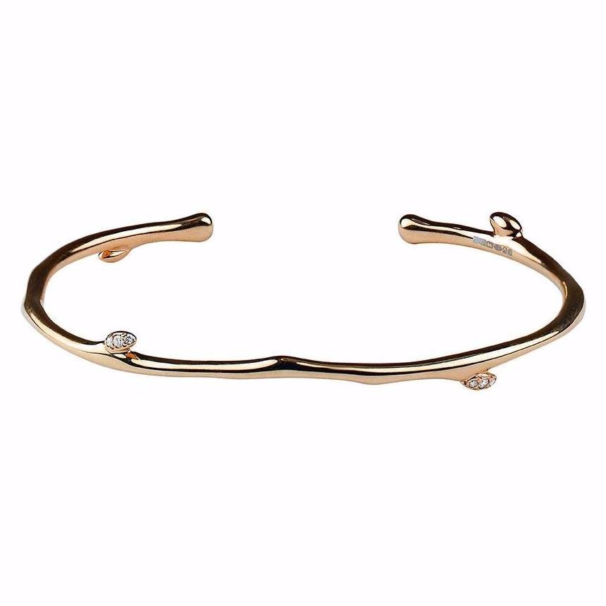 925 Sterling Silver Cherry Blossom Diamond Bangle