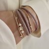 925 Sterling Silver Cherry Blossom Flower Diamond Pearl Bracelet - Image 3