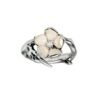 925 Sterling Silver Cherry Blossom Flower Diamond Ring with floral design