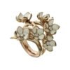 Cherry blossom full flower sterling silver ring with sparkling stones