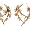 Cherry blossom earrings finished with thick gold plating and butterfly closures