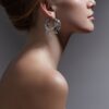 925 Sterling Silver Cherry Blossom Hoop Diamond Pearl Earrings - Image 2