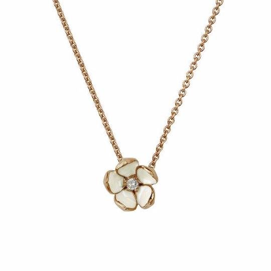 925 Sterling Silver Cherry Blossom Large Flower Diamond Pendant