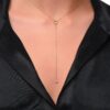 Circle lariat necklace with a graceful 10cm drop chain pendant
