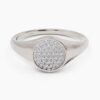 925 Sterling Silver Circle Pave Diamond Signet Ring - Image 7