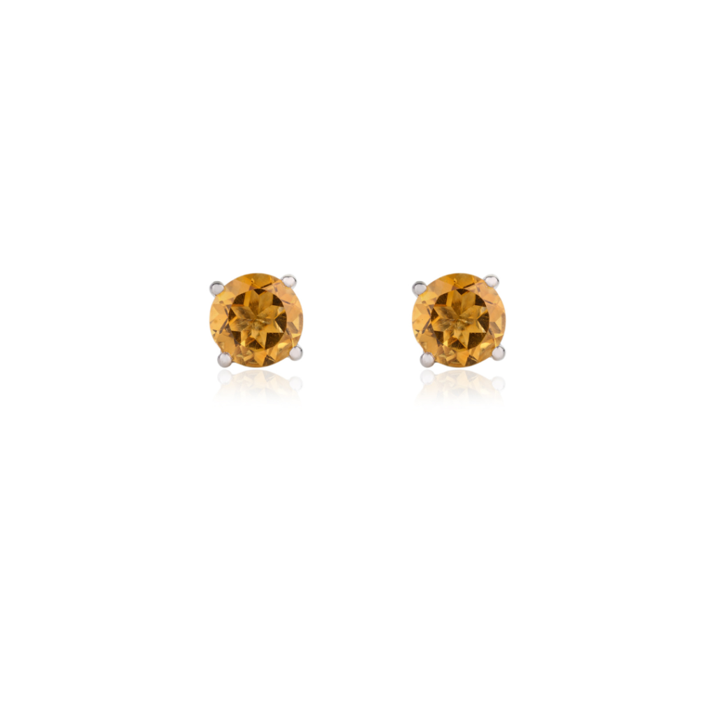 925 Sterling Silver Citrine Stud Earrings