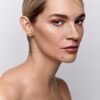 Citrine stud earrings set with premium CZ stones
