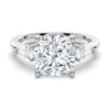 925 Sterling Silver Classic Cushion Cut Three Stone Diamond Engagement Ring