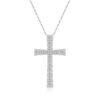 925 Sterling Silver cross pendant with clear CZ stones