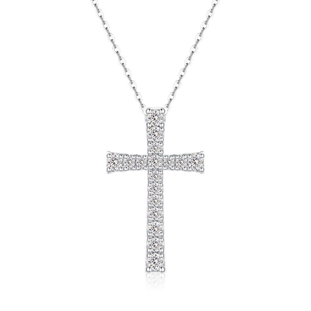 925 Sterling Silver Classic Diamond Cross Pendant
