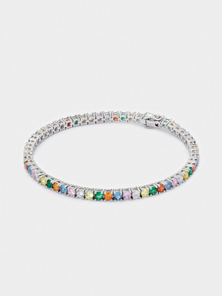 925 Sterling Silver Classic Rainbow Tennis Bracelet