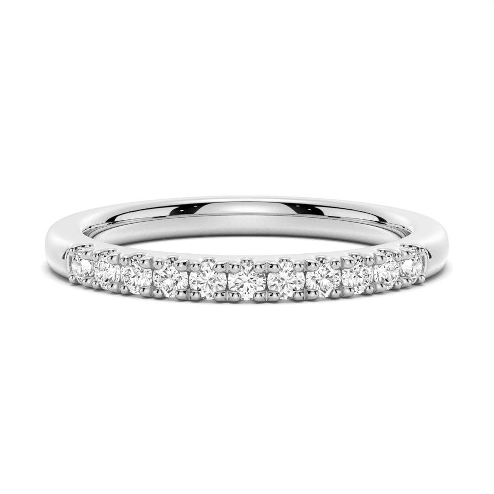 925 Sterling Silver Classic Round Cut Diamond Wedding Band