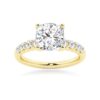 925 Sterling Silver Classic Shared Prong Cushion Cut Diamond Engagement Ring - Image 2