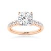 925 Sterling Silver Classic Shared Prong Cushion Cut Diamond Engagement Ring - Image 3