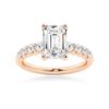 925 Sterling Silver Classic Shared Prong Emerald Cut Diamond Engagement Ring - Image 3
