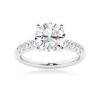 925 Sterling Silver Classic Shared Prong Round Cut Diamond Engagement Ring