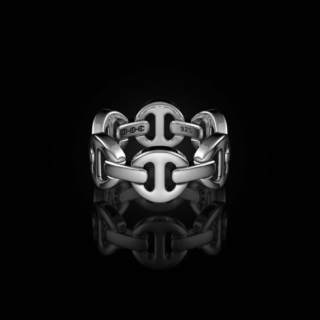 925 Sterling Silver Classic Tri Link Ring