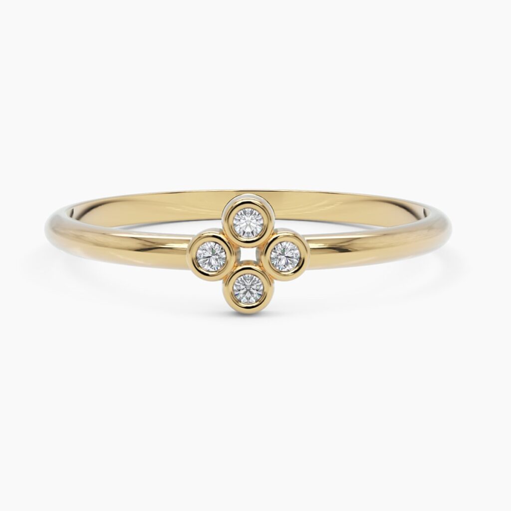 925 Sterling Silver Clover Flower Diamond Ring