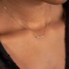 925 Sterling Silver Cluster Bar Diamond Necklace - Image 2