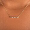 925 Sterling Silver Cluster Bar Diamond Necklace - Image 3