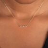 925 Sterling Silver Cluster Bar Diamond Necklace - Image 4