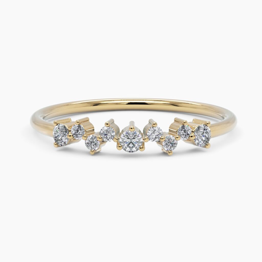 925 Sterling Silver Cluster Ring 9 Diamond