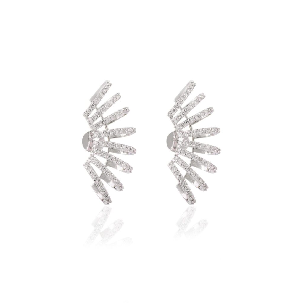 925 Sterling Silver Cocktail Climber Diamond Earrings