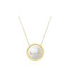 925 Sterling Silver Coin U Diamond Pearl Pendant