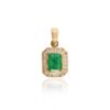 925 Sterling Silver Contemporary Emerald Halo Diamond Pendant