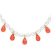 925 Sterling Silver Coral Diamond Pearl Drop Earrings Perlee Necklace - Image 3