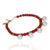 925 Sterling Silver Coral Perlee Diamond Pearl Bracelet - Image 3