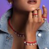 925 Sterling Silver Coral Perlee Diamond Pearl Bracelet - Image 4