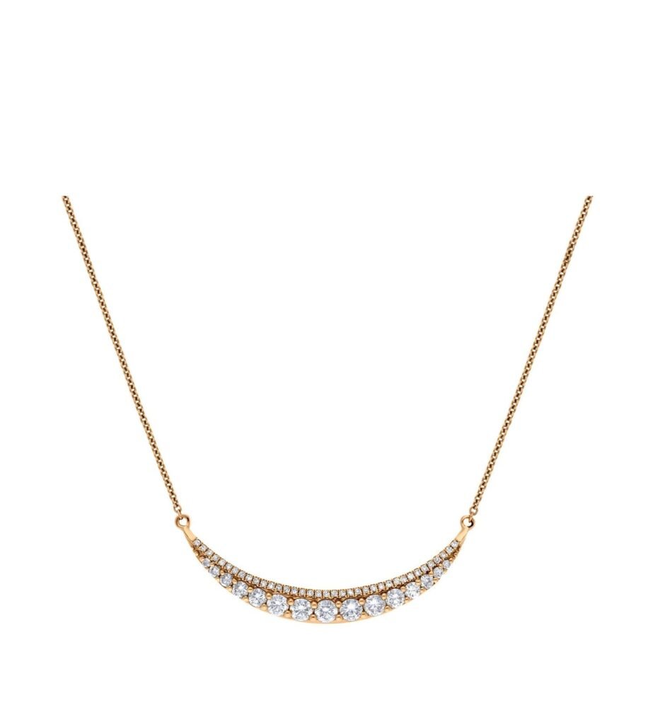 925 Sterling Silver Crescent Diamond Necklace