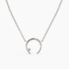 Delicate crescent moon necklace with pave-set stone detail