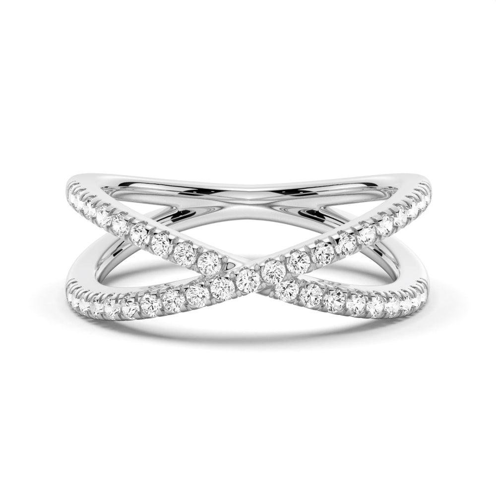 925 Sterling Silver Crossover Diamond Statement Ring