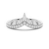 925 Sterling Silver Curved Crown Marquise and Round Diamond Wedding Band