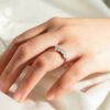 925 Sterling Silver Curved Crown Marquise and Round Diamond Wedding Band - Image 14