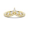 925 Sterling Silver Curved Crown Marquise and Round Diamond Wedding Band - Image 2