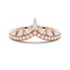 925 Sterling Silver Curved Crown Marquise and Round Diamond Wedding Band - Image 3