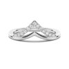 925 Sterling Silver Curved Double V Diamond Wedding Ring