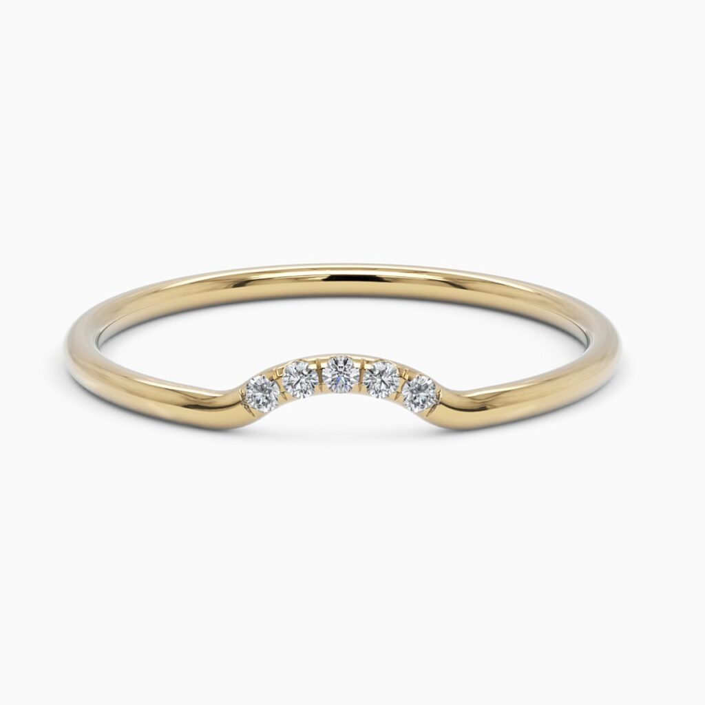925 Sterling Silver Curved Ring 5 Diamond