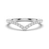 Curved V diamond wedding band in 925 sterling silver