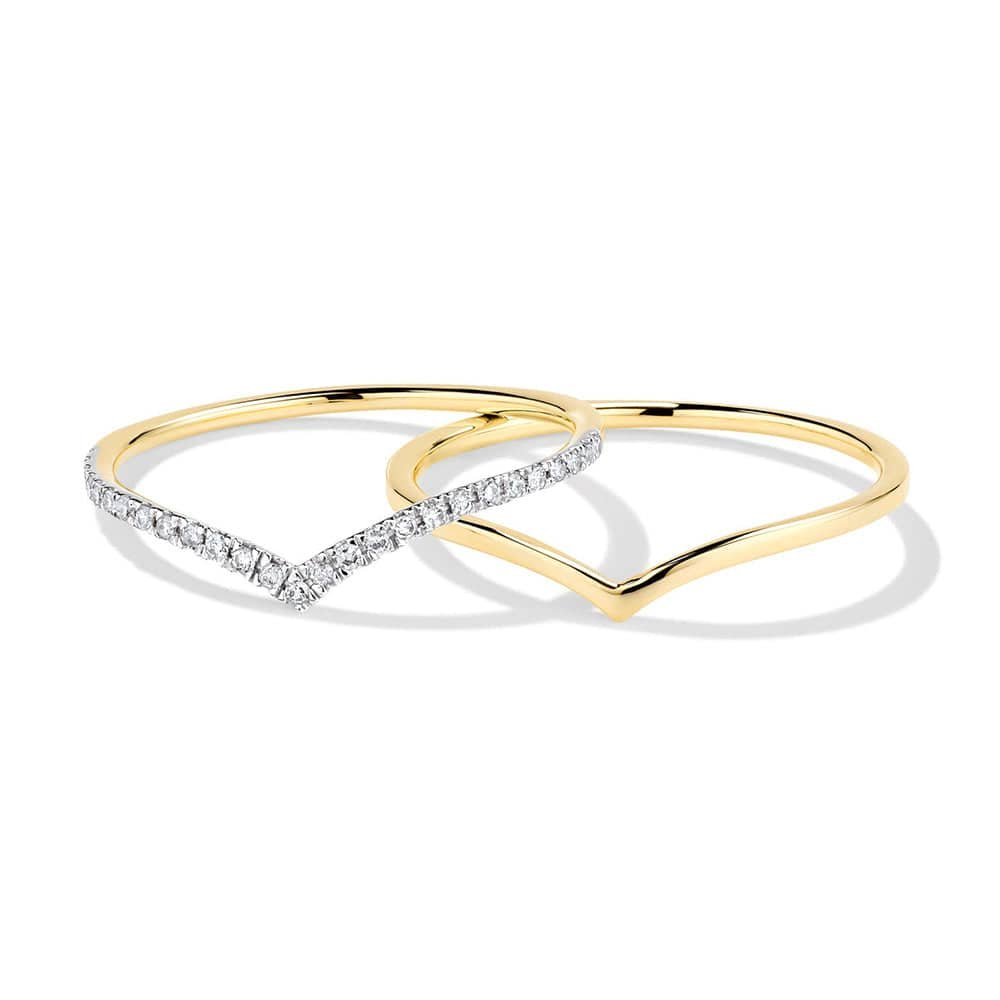 925 Sterling Silver Curved V Shaped Stacker Ring Set